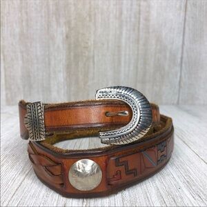 Vintage Buffalo Nickel Tooled Braided Leather